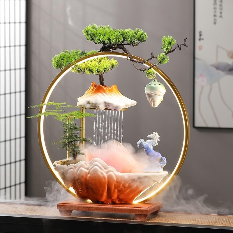 Chinese Style Ceramic Water Fountain for Wealth Attraction Indoor Decor 1