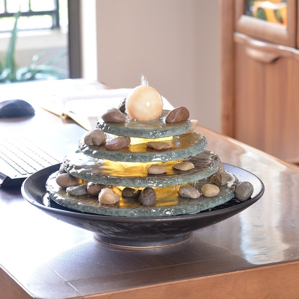 MOOWI Ceramic Marble Tabletop Water Fountain