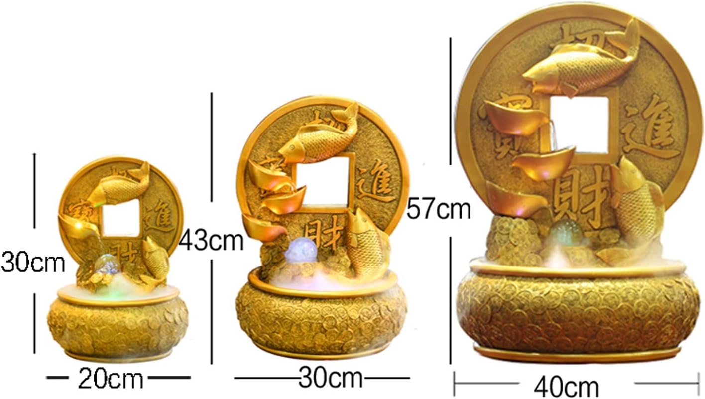 Golden Koi Tabletop Water Fountain with Rotating Ball