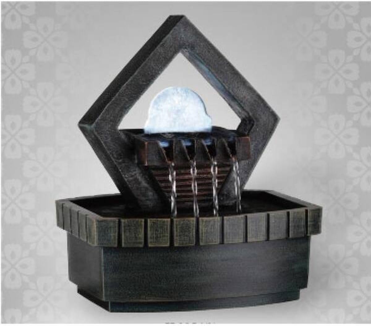 Nirvaer Indoor Meditation Fountain with LED Light and Water Flow Brown