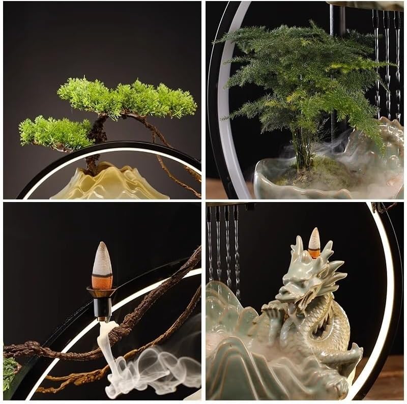 AQWASYUTER Creative Indoor Water Fountain Ornament with Flowing Water for Home Office Decor