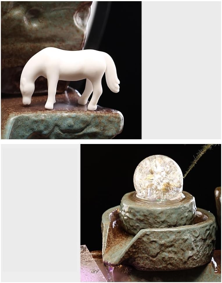 Water Fountains Indoor Tabletop Fountain Creative Flowing Water Fish Tank Ornaments Desktop Fountain Zen Waterfall