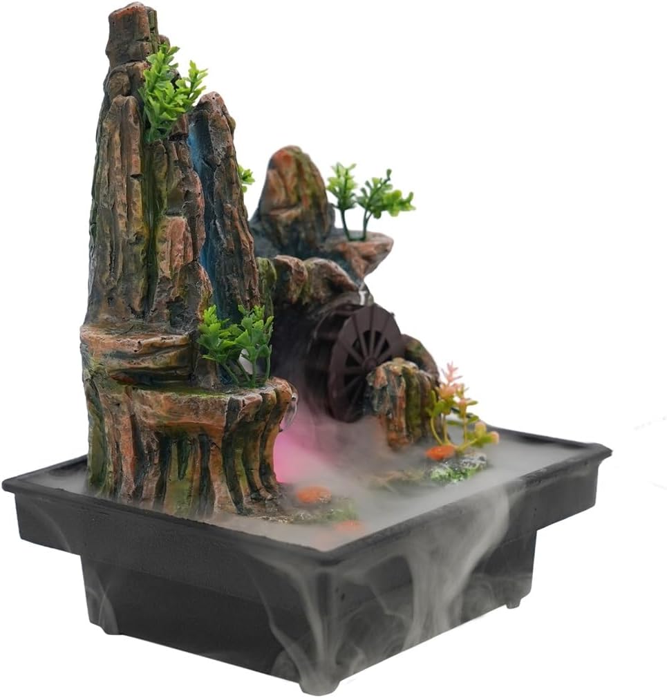 Indoor Rockery Fountain with Goldfish and Waterfall Decor