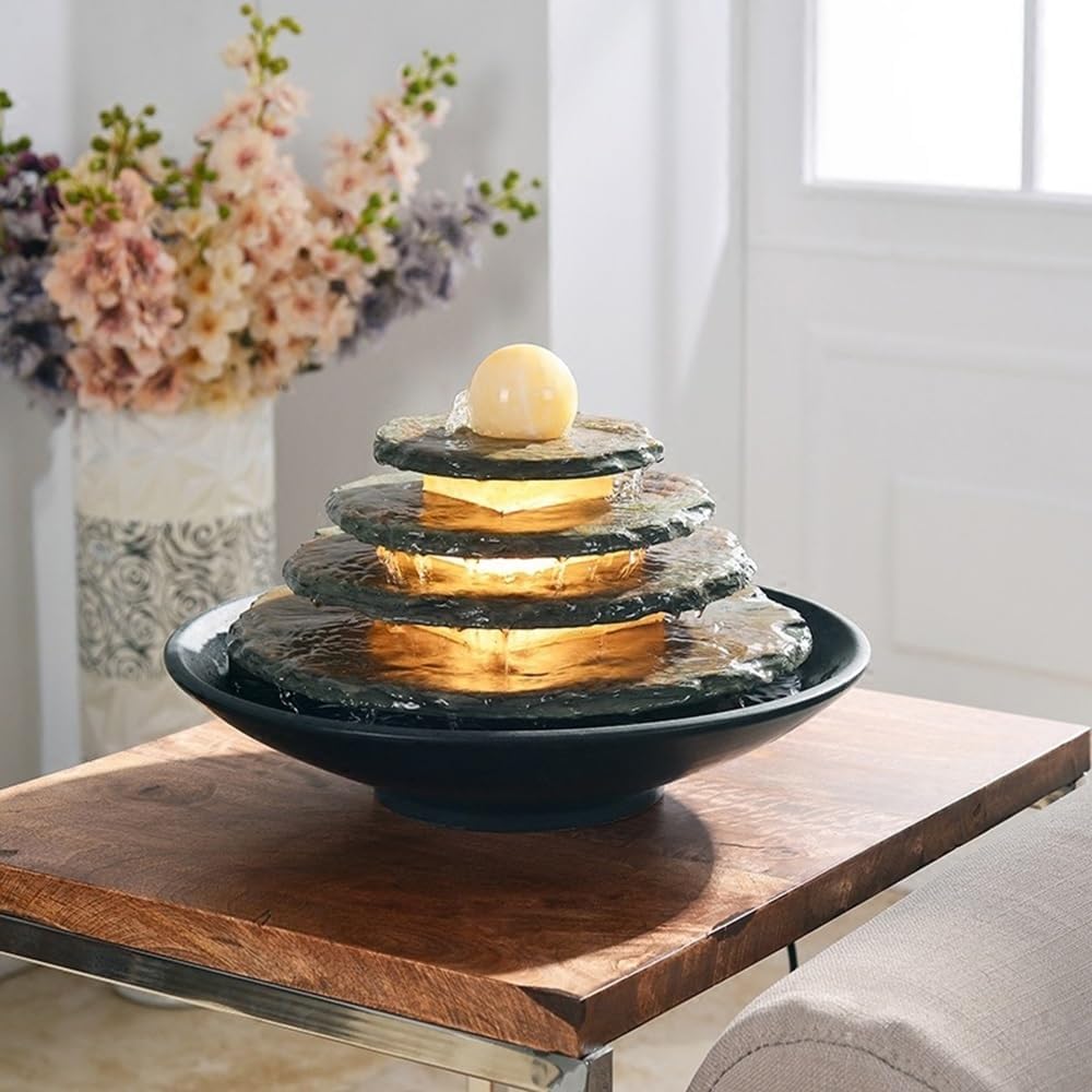 MOOWI Ceramic Marble Tabletop Water Fountain
