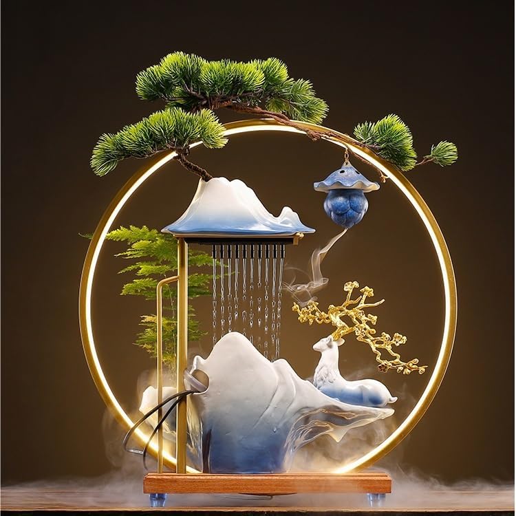 Ceramic Tabletop Fountain with Water Flow and Zen Design