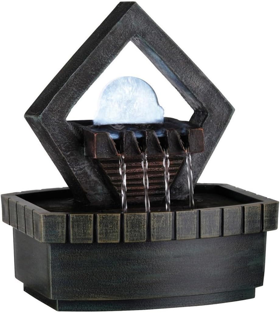 Nirvaer Indoor Meditation Fountain with LED Light and Water Flow Brown