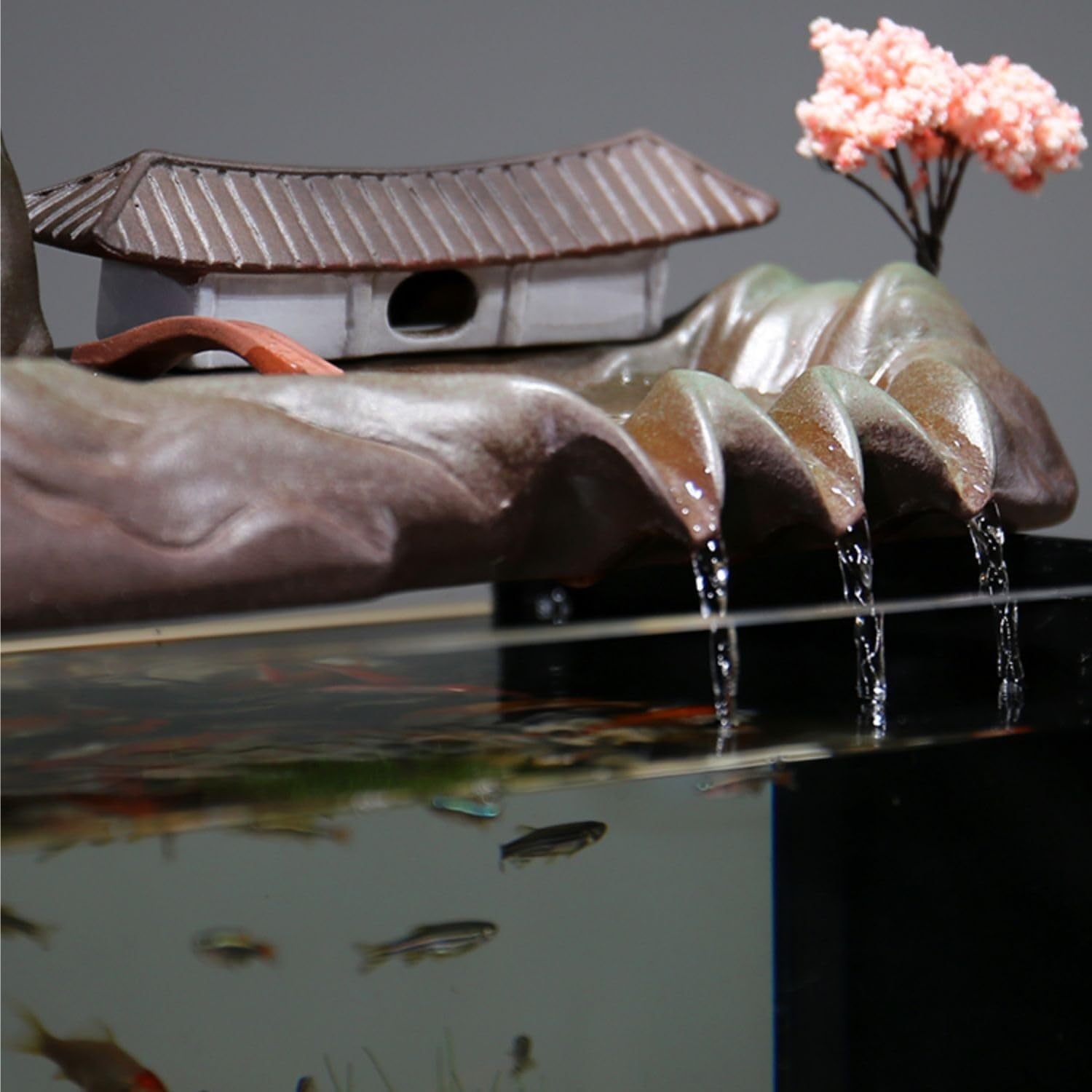 Indoor Fountain Fish Tank Water Ornament Zen Waterfall Landscape Humidifier Decoration