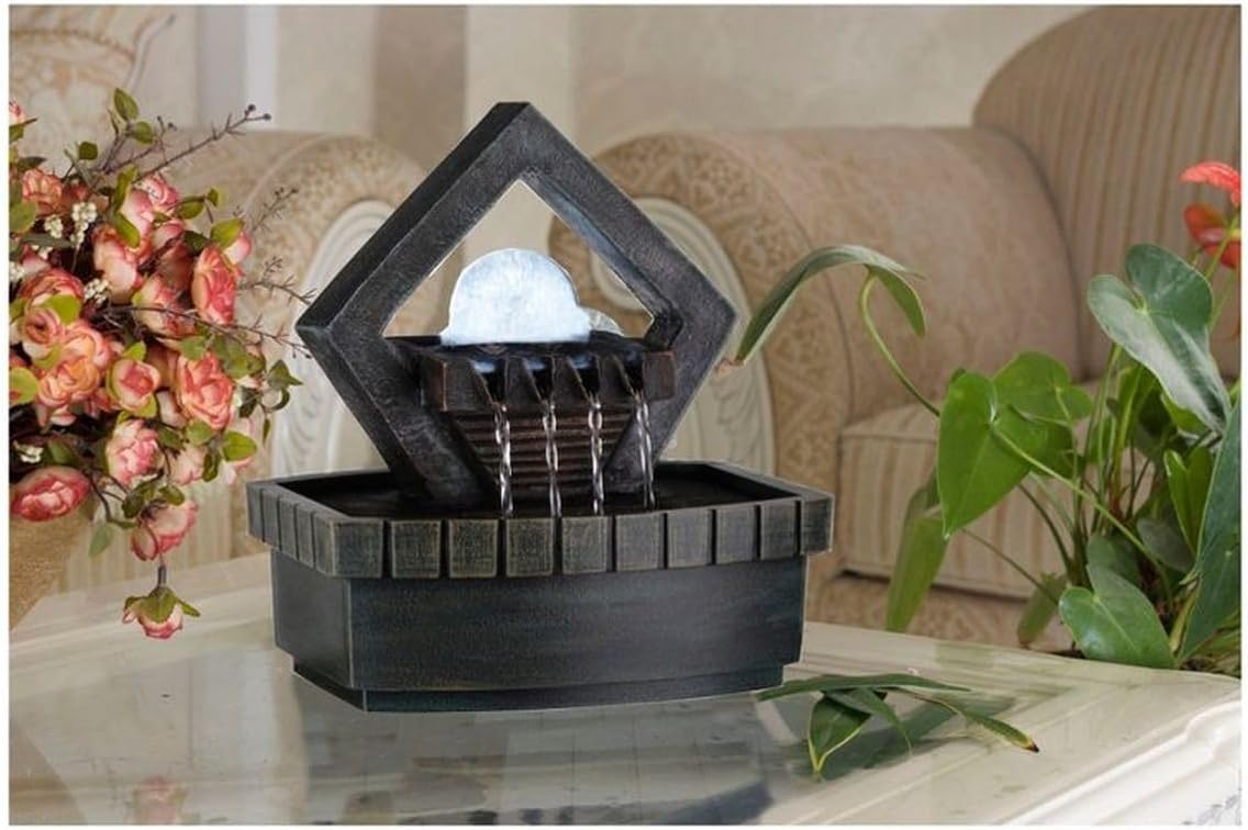 Nirvaer Indoor Meditation Fountain with LED Light and Water Flow Brown