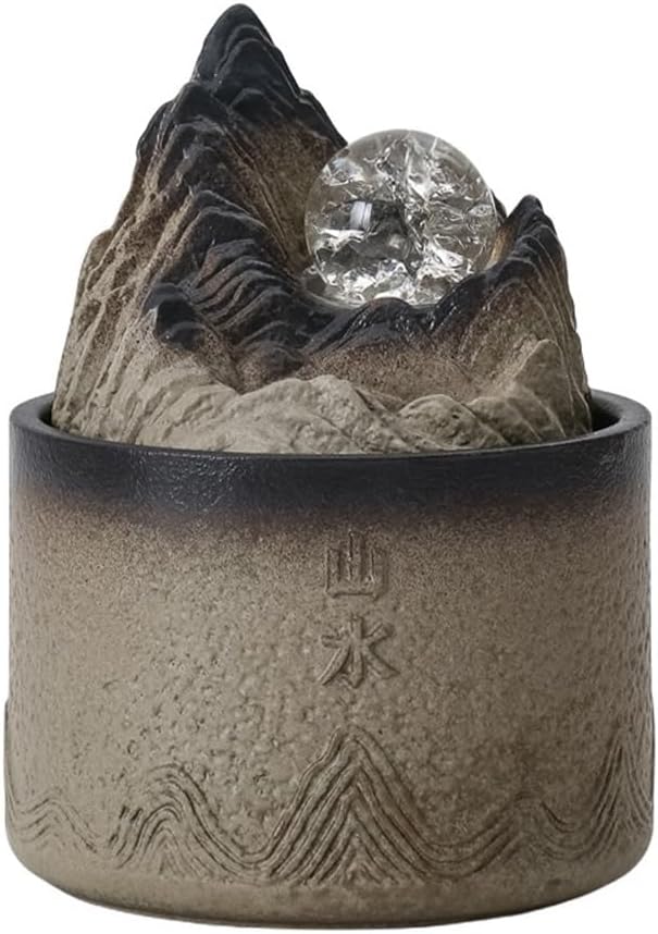 Brown Ceramic Desktop Fountain for Home Decor