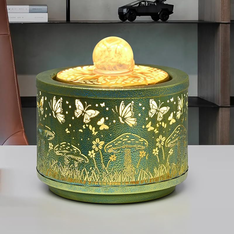 TangCHUAN Decorative Tabletop Fountain with Butterfly and Mushroom Design Home Decor
