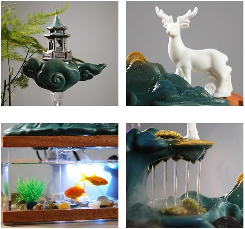 Zen Waterfall Fountain with Goldfish Decor