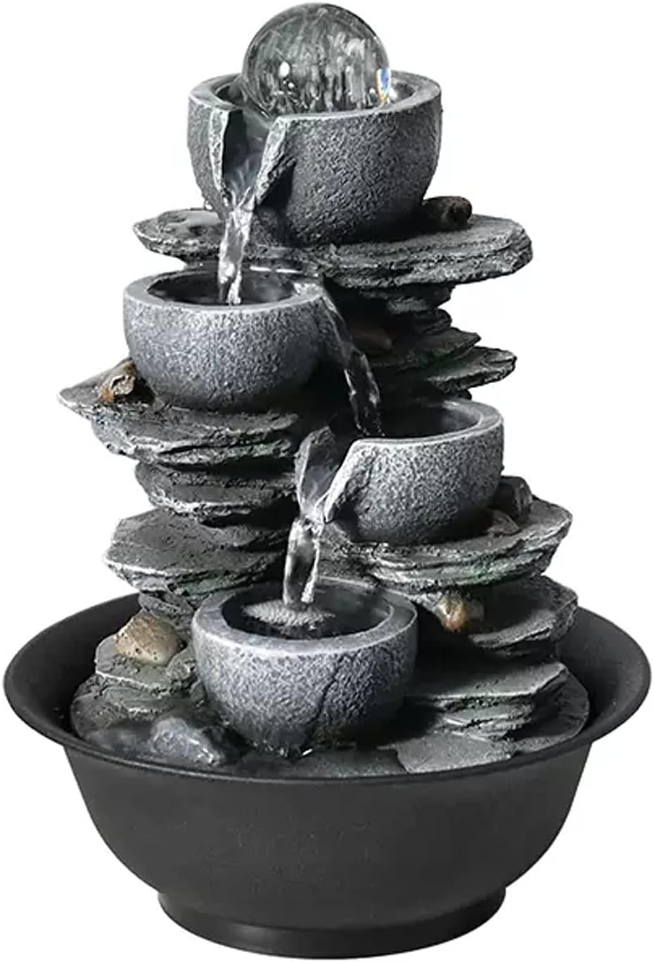 CLoxks XRXwuf689 Desktop Water Fountain with 4-Stage Bowl and Automatic Pump