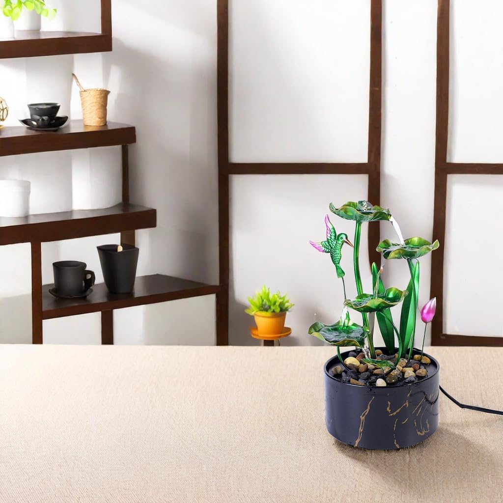 Bocnity 5-Tier Lotus Waterfall Fountain for Home Office Decor