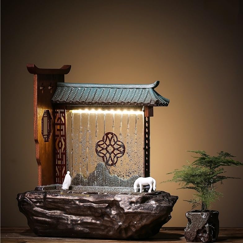 Indoor Fountain Tabletop Ceramic Water Ornament Humidifier