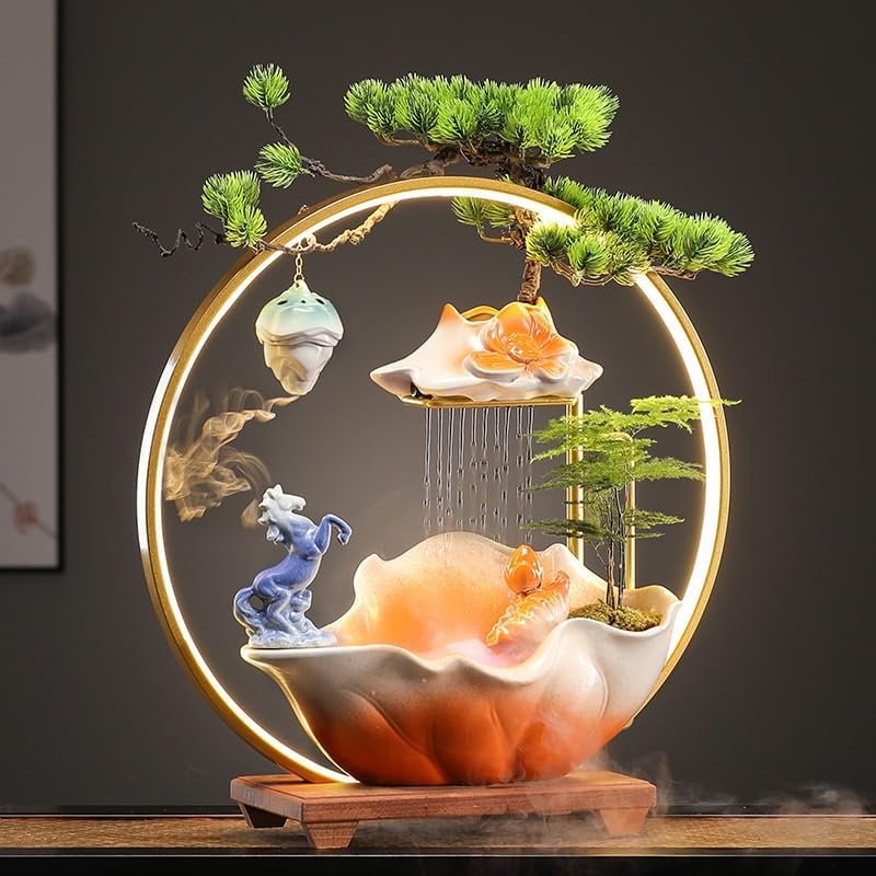 Indoor Lucky Water Fountain with Circulating Water for Living Room and Office