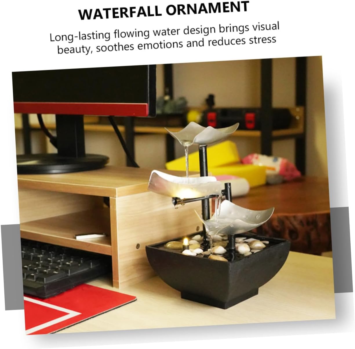 Ciieeo Metal Desktop Waterfall Fountain for Office Zen Decor