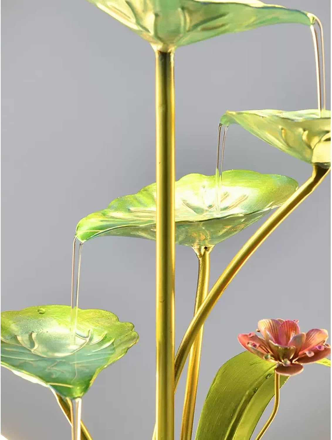5 Tier Indoor Water Fountain with LED Light and Lotus Leaf Design