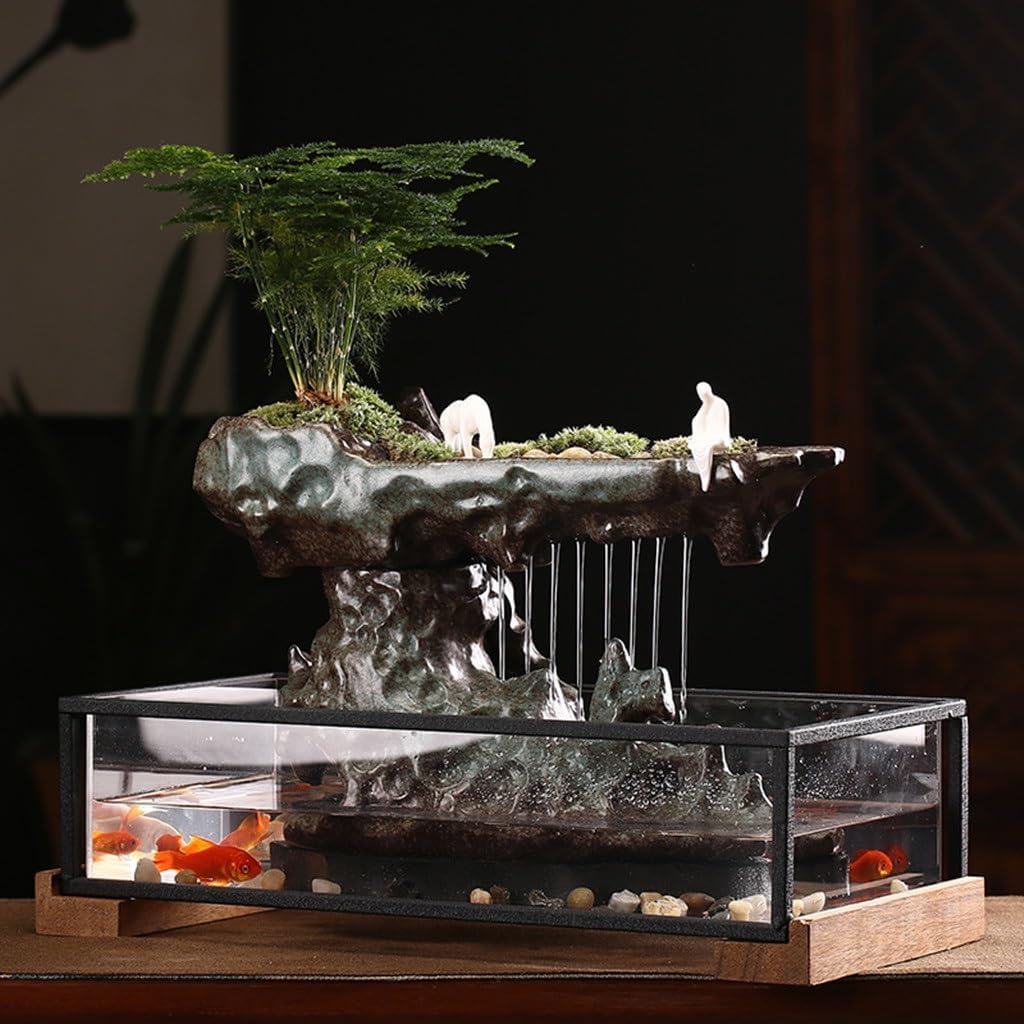 Wealth-Inducing Landscape Fountain for Office Desk