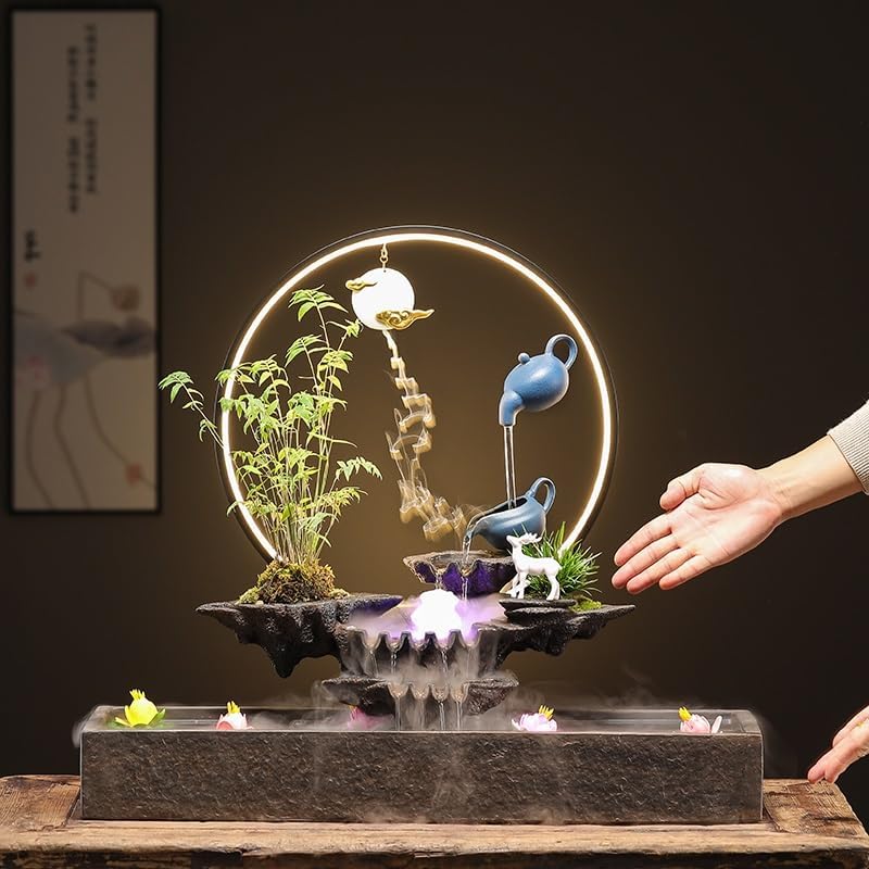 AQWASYUTER Indoor Water Fountain Decor with Circulating Waterfall
