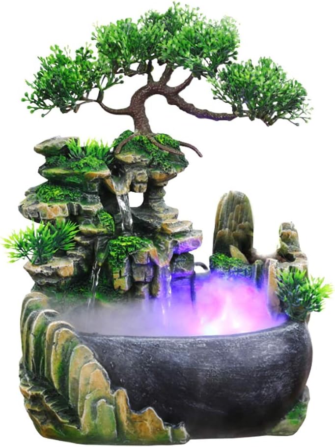 Stress Relief Indoor Fountain with Rockery and Plant