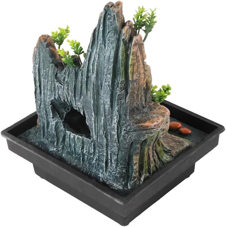 Indoor Rockery Fountain with Goldfish and Waterfall Decor