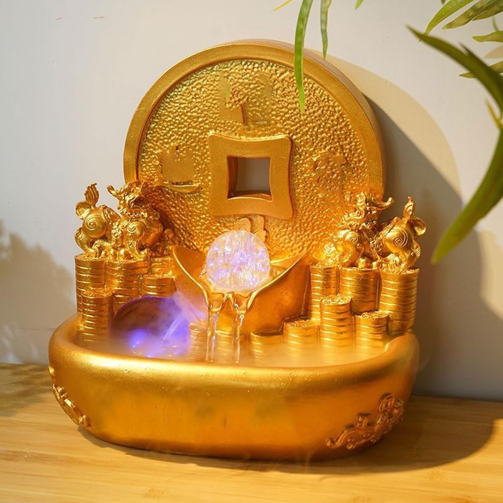 JUNXIAN Tabletop Waterfall Fountain for Home Office Living Room Desk Decoration