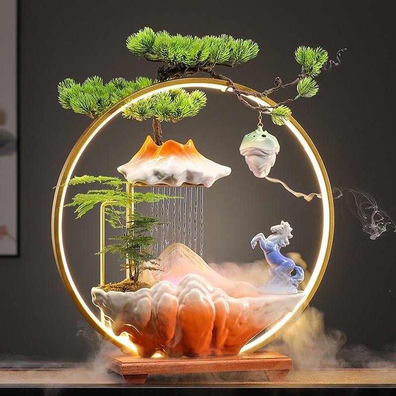 Chinese Style Ceramic Water Fountain for Wealth Attraction Indoor Decor 1