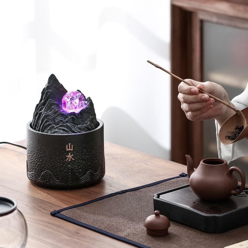 Brown Ceramic Desktop Fountain for Home Decor