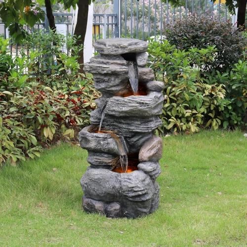 Outdoor Cascading Bowls LED Water Fountain for Garden and Porch