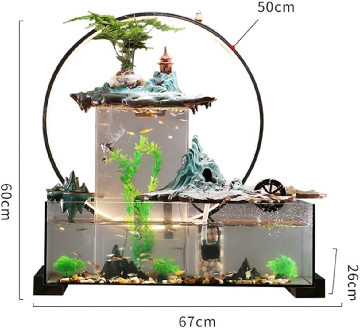Tabletop Fountain with Water Circulation and Miniature Plants