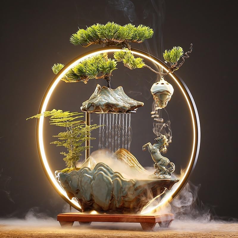 Indoor Lucky Water Fountain with Zen Waterfall Design