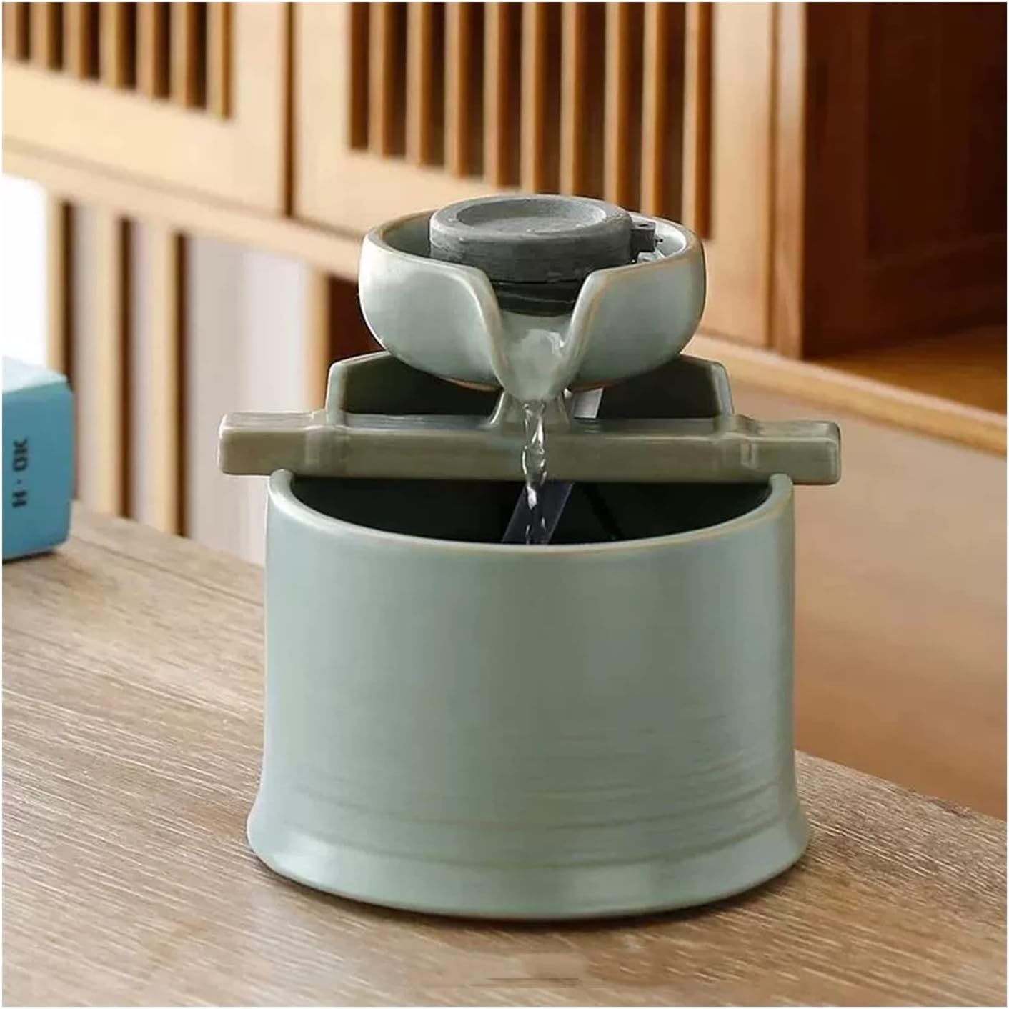 Elegant Ceramic Desktop Water Fountain for Home Office and Living Room