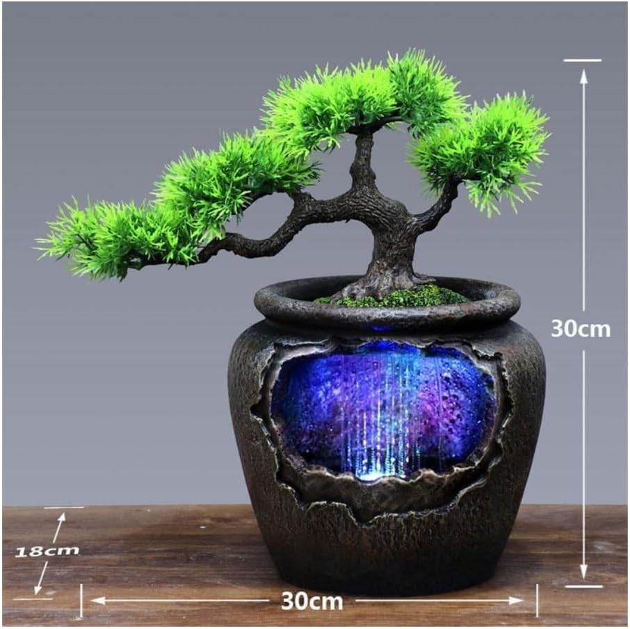 Simple Modern Bonsai Vase with Tabletop Fountain