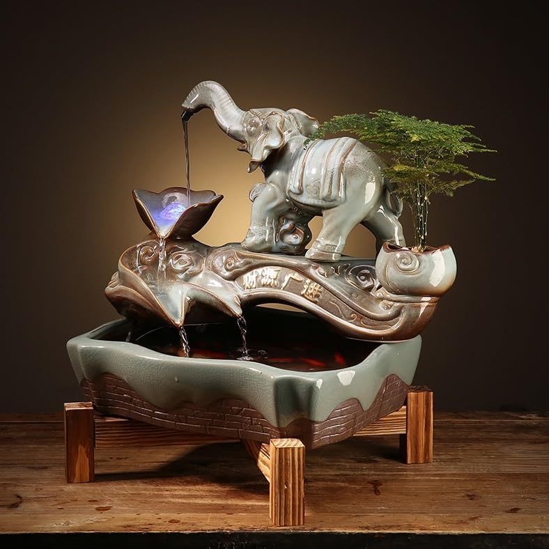 Chinese Style Tabletop Fountain for Home Office Decor