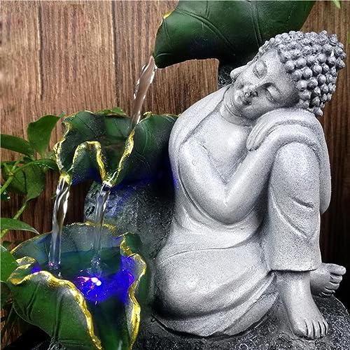 Compact Zen Buddha Tabletop Fountain - Grey