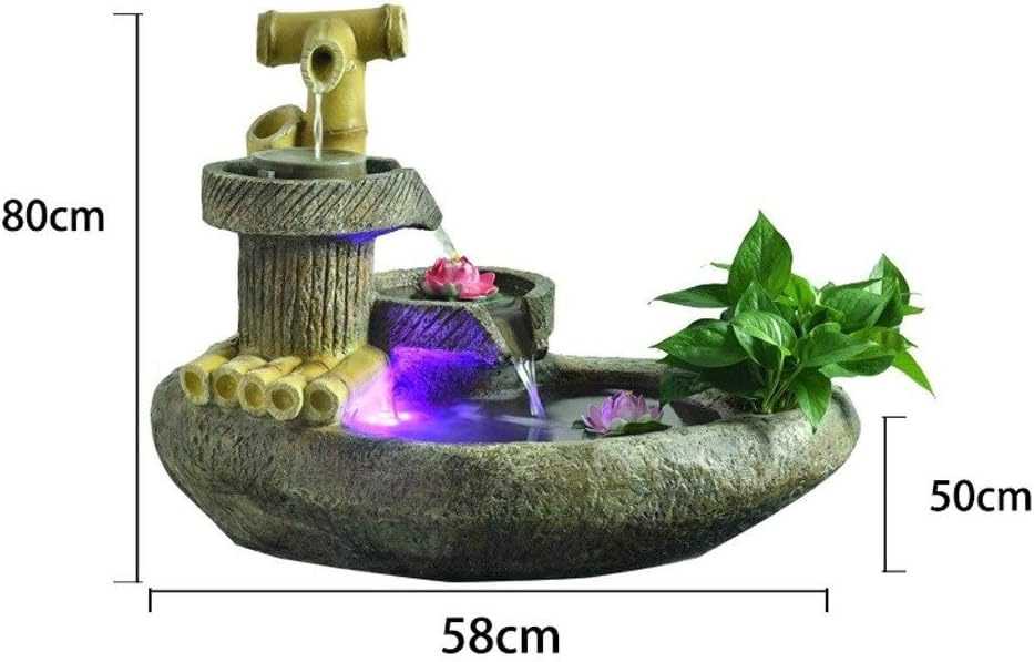 Gold Tabletop Water Fountain with LED Lights and Humidifier