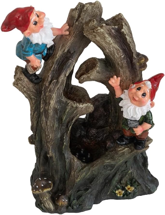 Decorative Woodland Gnome Water Fountain with LED Light 1