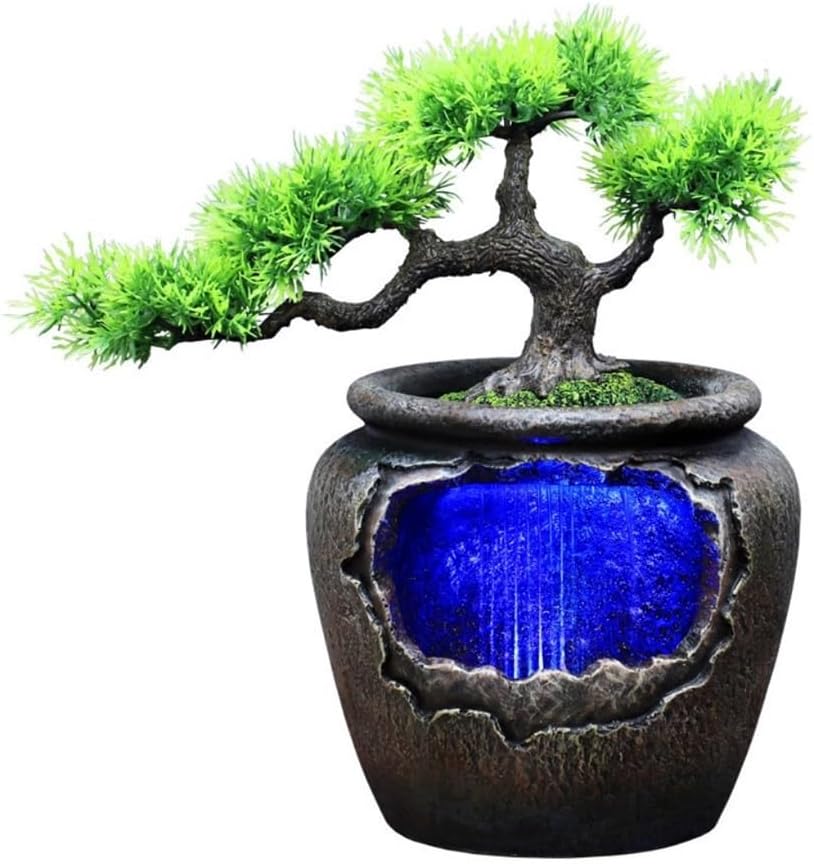 Simple Modern Bonsai Vase with Tabletop Fountain
