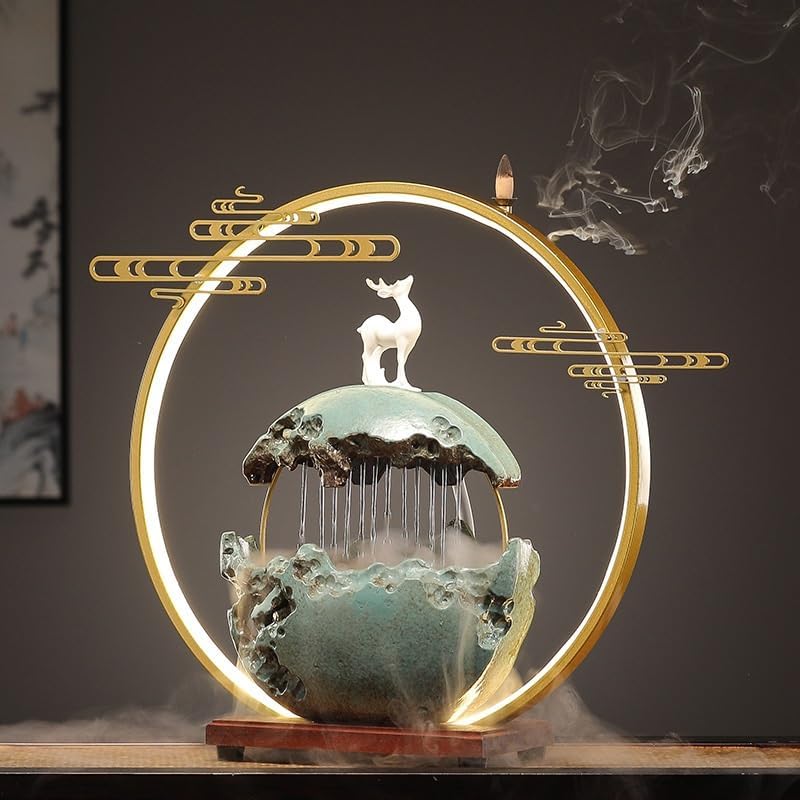Indoor Circular Water Fountain Desk Decor Zen Waterfall