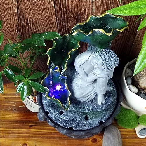 Compact Zen Buddha Tabletop Fountain - Grey