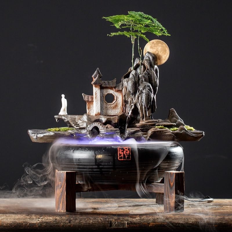 Ceramic Rockery Fountain Humidifier Tabletop Decor