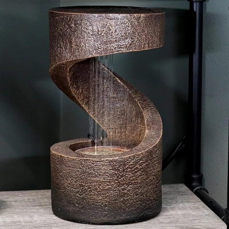 Winding Showers 13-Inch Indoor Tabletop Water Fountain with LED Lighting