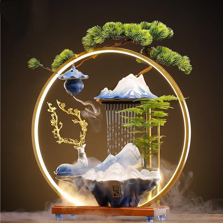 Ceramic Tabletop Fountain with Water Flow and Zen Design