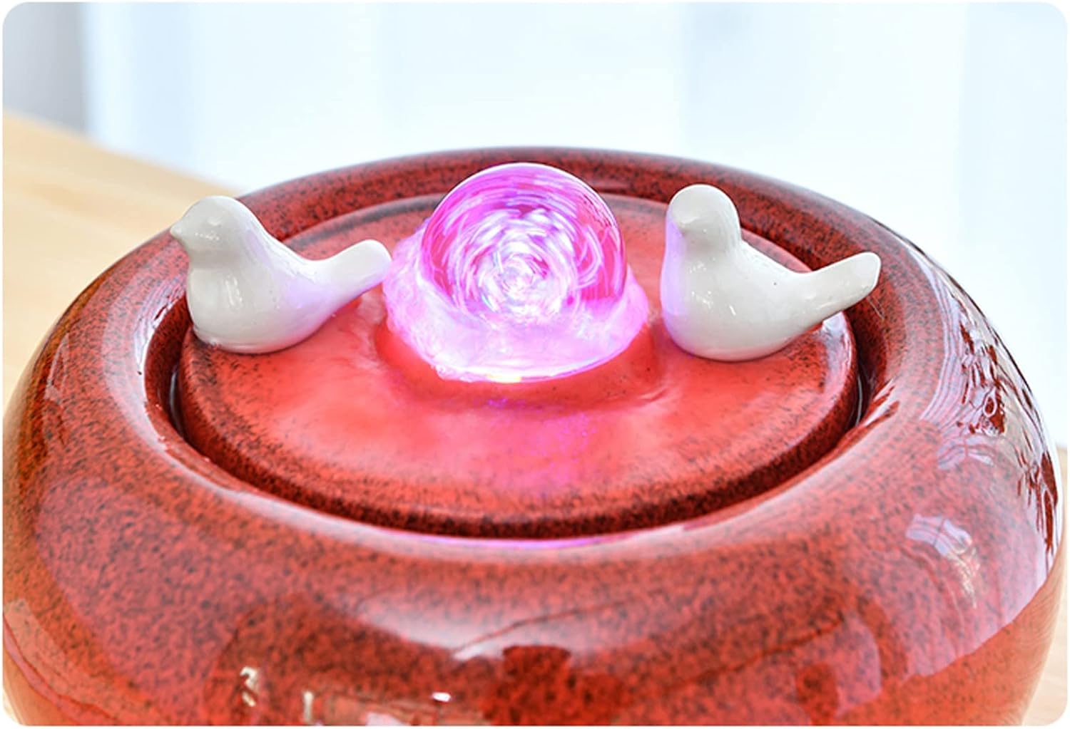 XRXwuf689 Red Ceramic Desktop Water Fountain