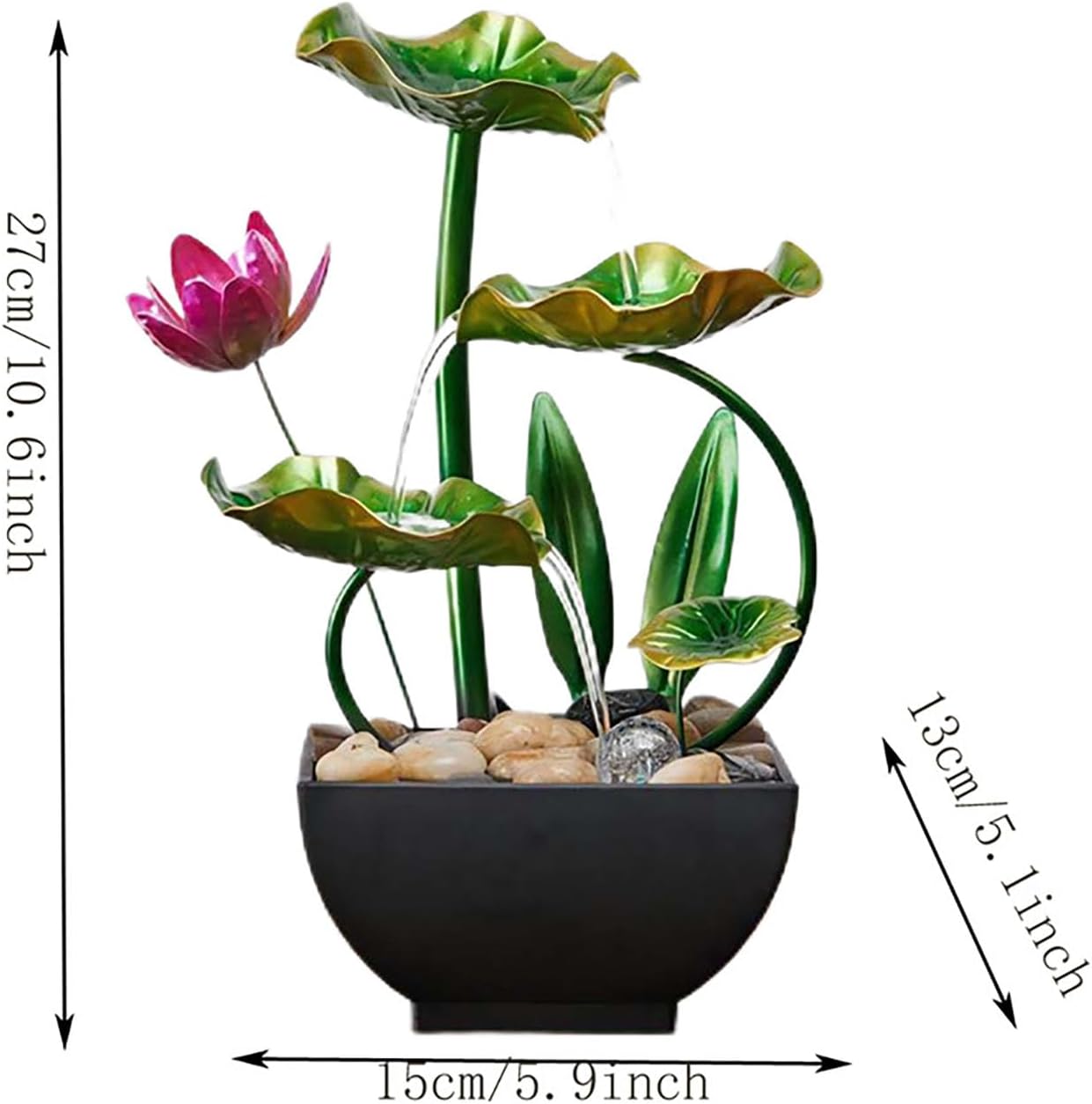 Bocnity Tabletop Waterfall Fountain with Lotus Design