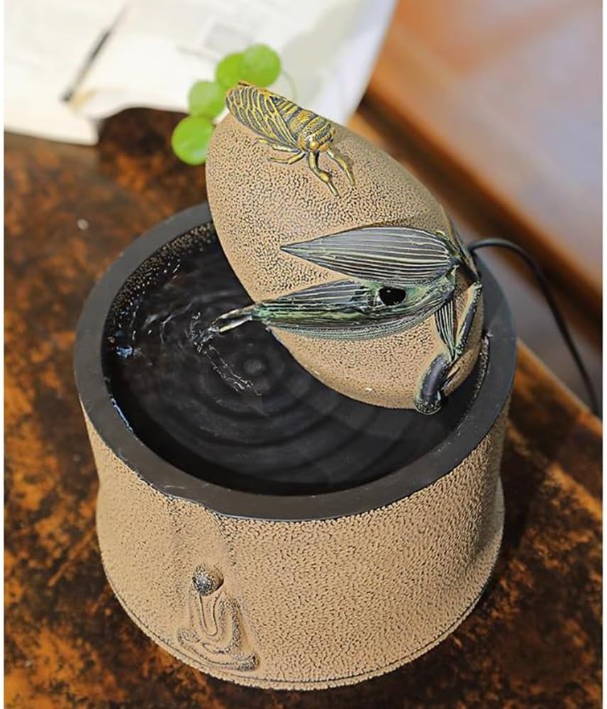 Elegant Desktop Water Fountain with Meditation Symbols