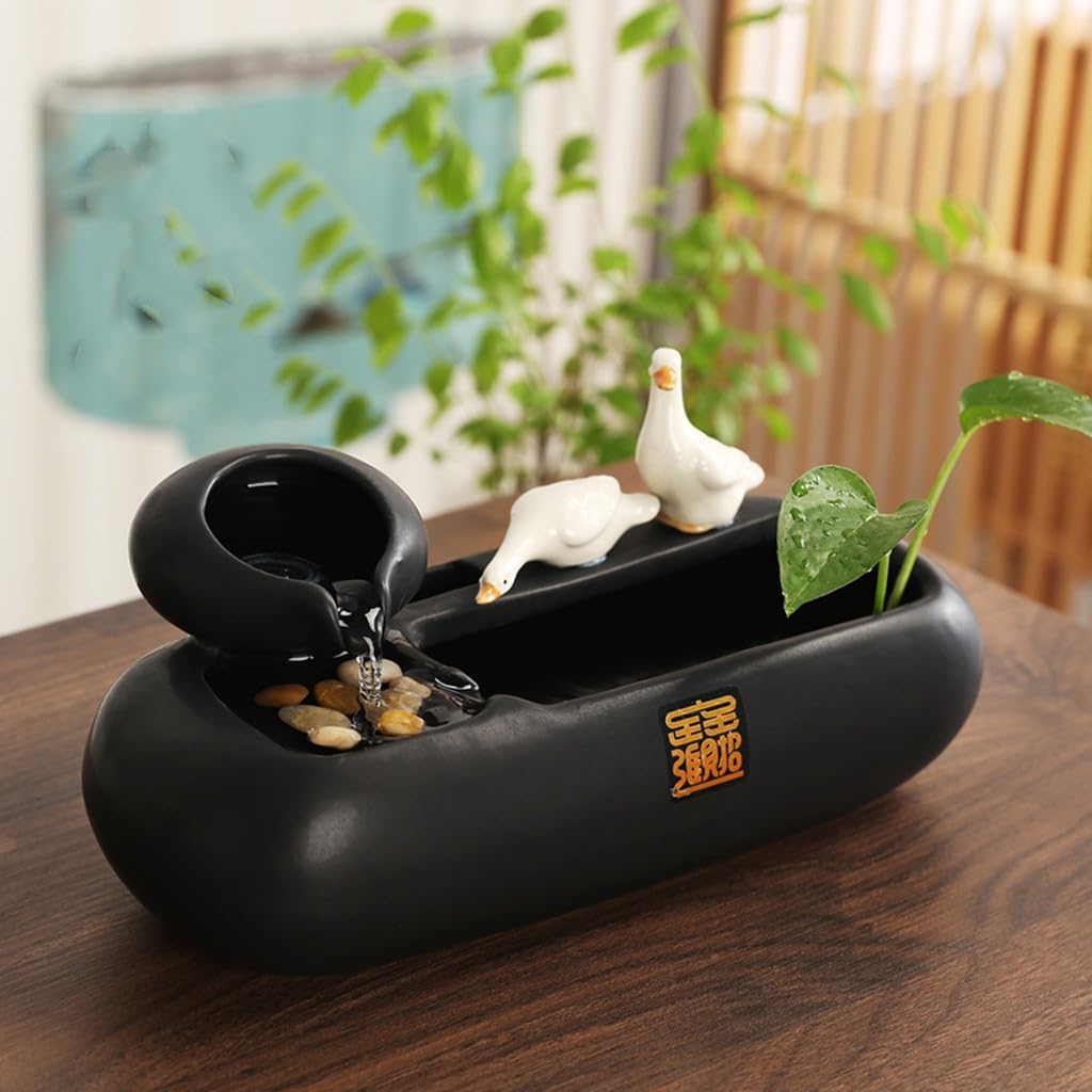Ceramic Flowing Water Ornament for Desktop Living Room