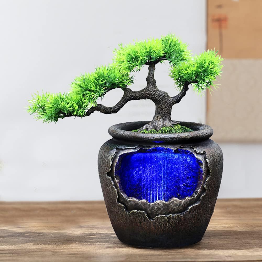 Indoor Bonsai Water Fountain with LED Light