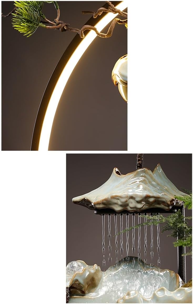 Zen Waterfall Fountain for Home Office Desk Decoration with Humidifying Function