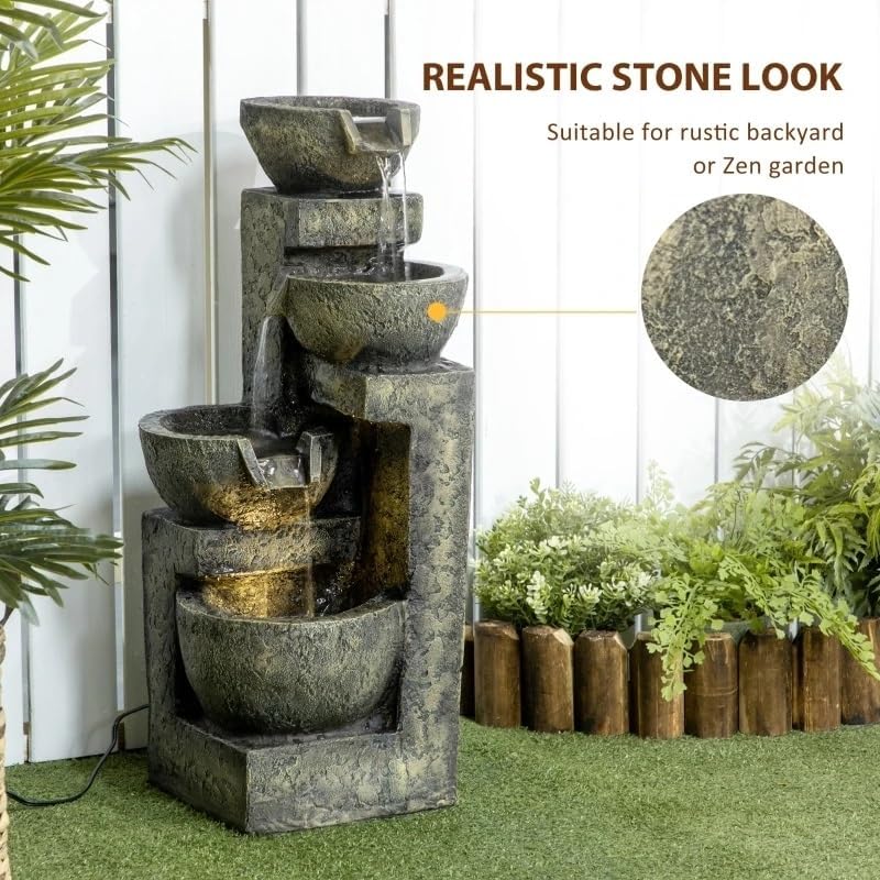 Waterfall Fountain Decor Glazed Pots for Outdoor